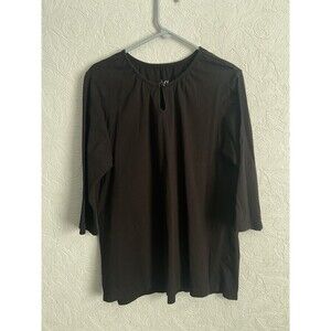 Denim & Co D&Co Size Large Keyhole Neck Top E24